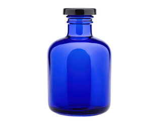 Elegant blue glass bottle cutout background for creative design home decor and branding studio shot