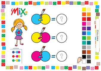 Worksheets for children – kids activity – match colors  and pictures