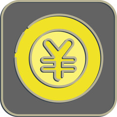 Icon japan yen currency. Japan elements. Icons in embossed style. Good for prints, posters, logo, advertisement, infographics, etc.