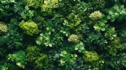 Naklejka premium Lush green vertical garden wall.