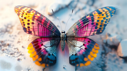 A beautiful butterfly is showcasing its vibrant wings and antennae