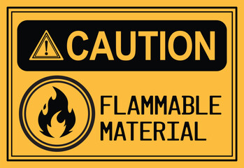 Flammable material caution sign board illustration, suitable for warning projects