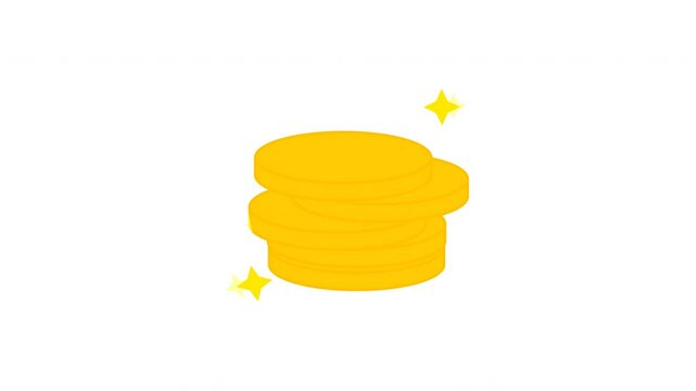 Icon animation showing a stack of gold coins with sparkling elements or stars. Perfect for financial applications, banking services, investment platforms, money-saving apps, rewards programs,