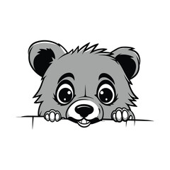 Cute Cartoon Bear Smiling with Big Eyes