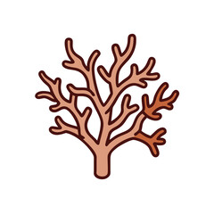 Obraz premium Simple Brown Coral Illustration Aquatic Marine Life Minimalist Underwater Creature