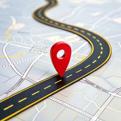 Fototapeta premium Road map with red pin location symbol