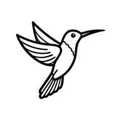 Obraz premium Simple Hummingbird Illustration In Black And White Outline Style Vector Design