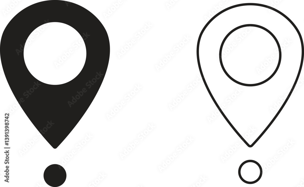 Poster set of map pin location icons. modern map markers vector isolated on transparent background. gps loc