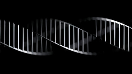White Artificial DNA Strand on Dark Futuristic Science Background