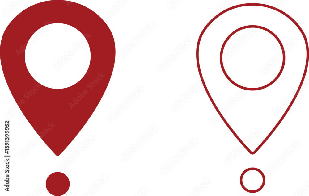 Fototapete set of map pin location icons. modern map markers vector isolated on transparent background. gps loc