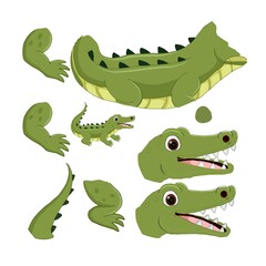 cartoon crocodile with a big smile cartoon character body part for making animation 