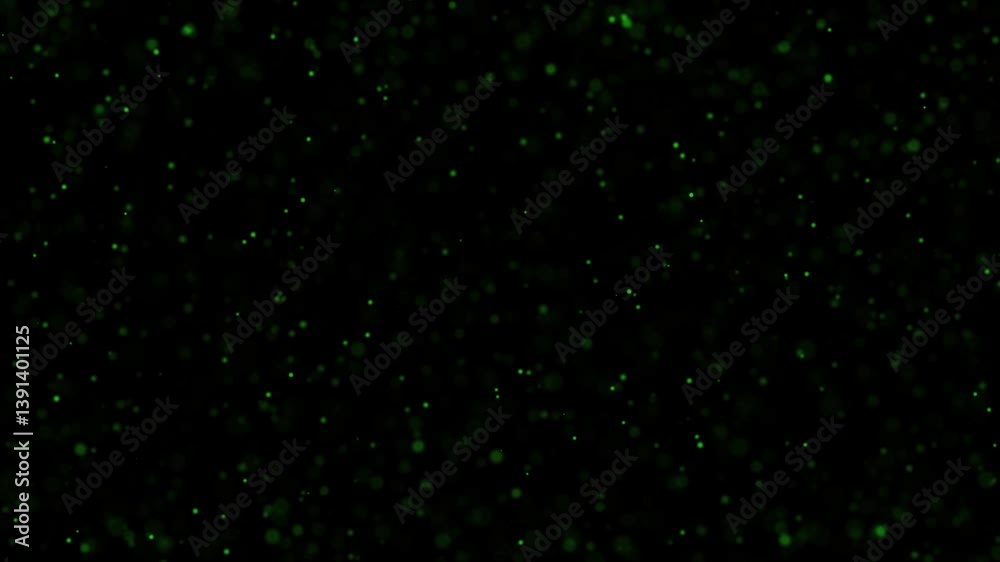 Sticker abstract flickering green glowing fireflies loop animation.