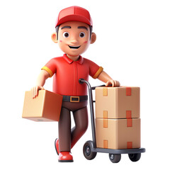 Delivery Boy, Cartoon, 3D, Packages