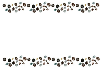 Papaya seeds watercolor illustration horizontal frame isolated on white. Hand-painted tropical fruit clip art perfect for culinary design, labels, cards, packages and menu. Textured. Monochrome. Stone