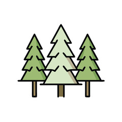 Obraz premium Three Simple Evergreen Trees Illustration On White Background Ideal For Nature Designs