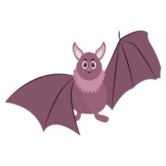 Funny Bat Cartoon Character on White Background. Vector Illustration