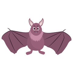 Funny Bat Cartoon Character on White Background. Vector Illustration