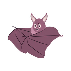 Funny Bat Cartoon Character on White Background. Vector Illustration