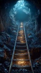 Naklejka premium Glowing tunnel railway path adventure scene high resolution picture