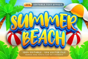 summer beach 3d text effect and editable text effect with a beach background