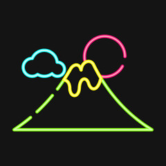 Icon fuji mountain. Japan elements. Icons in neon style. Good for prints, posters, logo, advertisement, infographics, etc.
