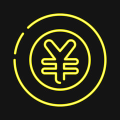 Icon japan yen currency. Japan elements. Icons in neon style. Good for prints, posters, logo, advertisement, infographics, etc.