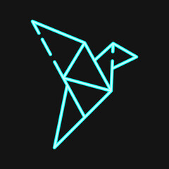 Icon origami bird. Japan elements. Icons in neon style. Good for prints, posters, logo, advertisement, infographics, etc.