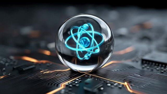 3d object technology atom cell molecule animation