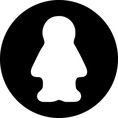 Simplified figure icon inside a black circle representing users or contacts