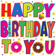 Birthday card design with colorful text