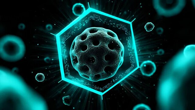 3d object technology atom cell molecule animation