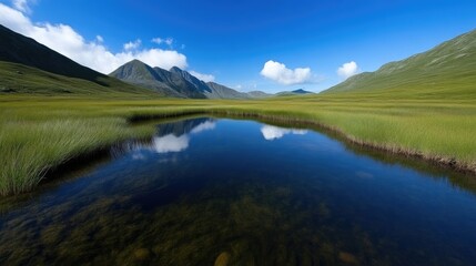 Obraz premium Serene alpine lake reflecting mountains