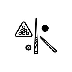 Pool Cue Stick with Triangle Rack and Ball - Clean Layout Icon