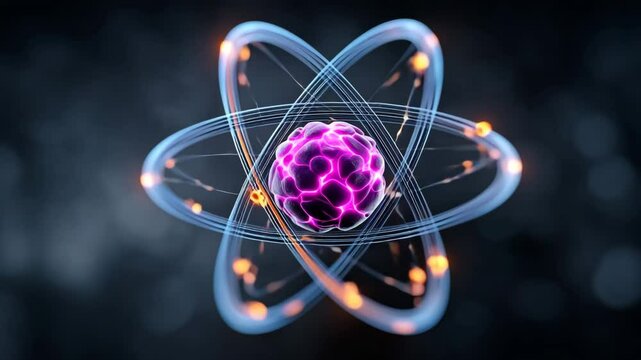 3d object technology atom cell molecule animation