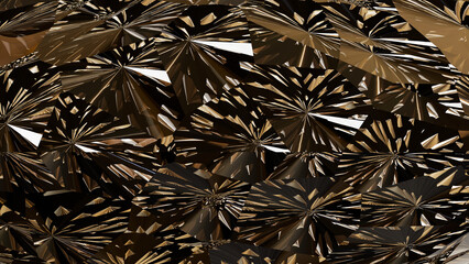 Many face of diamond surface with its diffraction (3D Rendering)