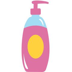 Colorful illustration of a liquid soap dispenser bottle with a pump. Ideal for hygiene campaigns, handwashing visuals, educational posters, and promoting cleanliness habits in schools or public health