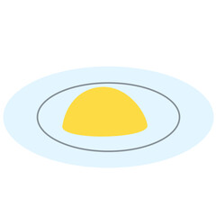 Flat vector illustration of a white plate with leftover food traces in red and yellow. Ideal for educational visuals, hygiene posters, dishwashing concepts, or kitchen-related graphic design elements.