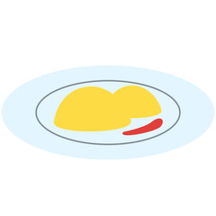 Flat vector illustration of a white plate with leftover food traces in red and yellow. Ideal for educational visuals, hygiene posters, dishwashing concepts, or kitchen-related graphic design elements.