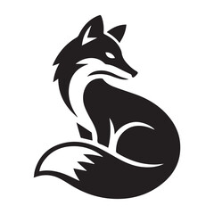 Fototapeta premium Minimalist Elegant Sitting Fox Silhouette Vector