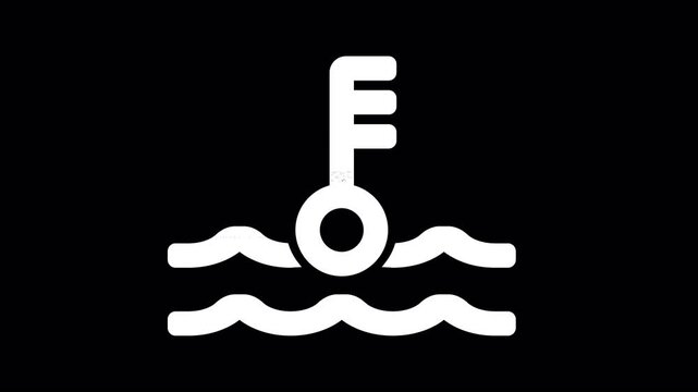 Icon oil temp is distorted. Glitch. Noise, chromatic aberration, geometric distortion. Transparent background, looped. In-Out looped. Alpha BW at the end