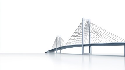Obraz premium Minimalist Cable-Stayed Bridge with Clear Sky and Reflection