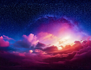 Fototapeta premium 360 degree equirectangular projection space background with nebula and stars, environment map. HDRI spherical panorama