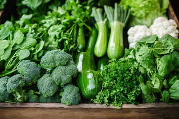 Variety of fresh green vegetables