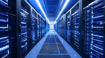 Fototapeta premium Data center infrastructure optimization urban technology hub visual data environment modern digital space