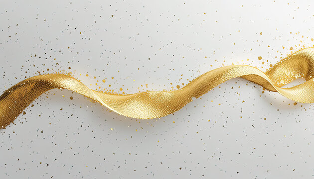 The image showcases a golden ribbon with sparkling accents, creating a luxurious, and festive feel on a white backdrop.