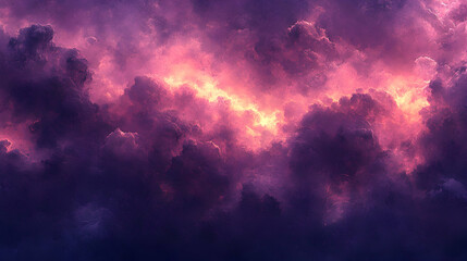 Dramatic pink and purple cloudscape at sunset.