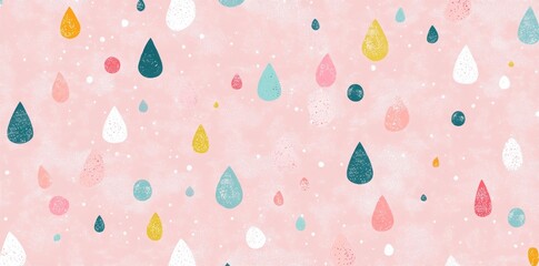 A pink background with a lot of raindrops in different colors.  pattern design suitable for wall art prints or wallpaper murals concept.