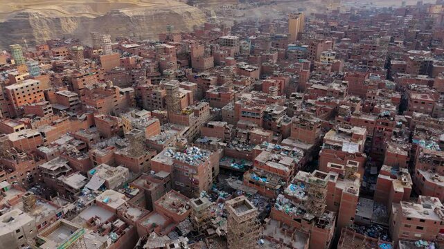Panoramic View Over Garbage City Of Cairo In Egypt - Drone Shot