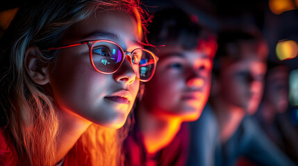 Focused Teens Watching a Screen