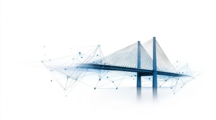 Fototapeta premium Futuristic Bridge Concept with Abstract Connection Visualization